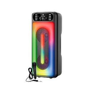 Bluetooth Hoparlör Mikrofonlu Rgb Işıklı Kablosuz Speaker Kts-1555 Siyah