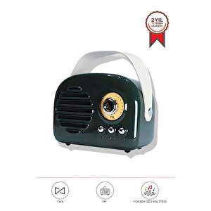 Bluetooth Hoparlör Nostaljik Radyo Usb Tf Destekli Speaker Kts-1682 Yeşil
