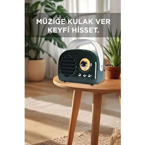Bluetooth Hoparlör Nostaljik Radyo Usb Tf Destekli Speaker Kts-1682 Yeşil