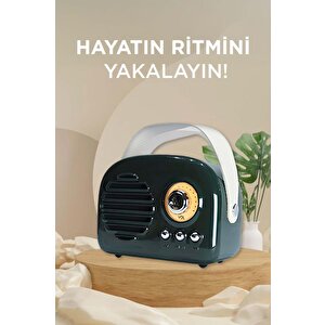 Bluetooth Hoparlör Nostaljik Radyo Usb Tf Destekli Speaker Kts-1682 Yeşil
