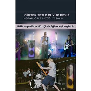 Bluetooth Hoparlör Rgb Işıklı Speaker Bts-1938 Siyah