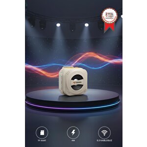 Bluetooth Hoparlör Led Işıklı Outdoor Kablosuz Speaker D79 Bej