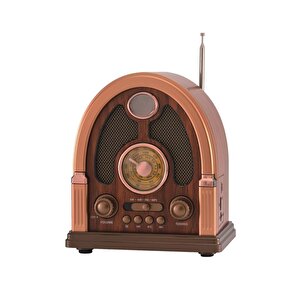 Bluetooth Hoparlör Nostaljik Radyo Kablosuz Speaker D58 Kahverengi