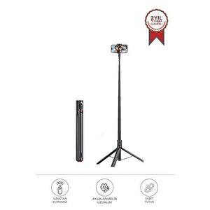 Tripod Çok Amaçlı Kumandalı 1.77m Selfie Çubuğu Tt01 Siyah