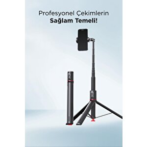 Tripod Çok Amaçlı Kumandalı 1.77m Selfie Çubuğu Tt01 Siyah