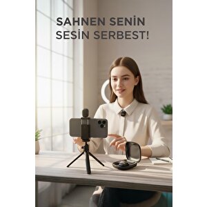 Yaka Mikrofonu Şarj Kutulu Anc Gürültü Önleyici Al Destekli Kablosuz Mikrofon Wm02 Siyah