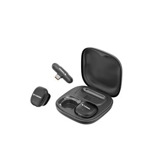 Yaka Mikrofonu Şarj Kutulu Anc Gürültü Önleyici Al Destekli Kablosuz Mikrofon Wm02 Siyah