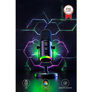 Mikrofon Podcast Vokal Kaydı Oyun İçin Dinamik Usb Xlr Çift Çıkışlı Profesyonel Kablosuz Mikrofon Yu7 Siyah