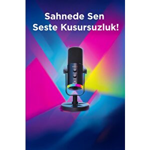 Mikrofon Podcast Vokal Kaydı Oyun İçin Dinamik Usb Xlr Çift Çıkışlı Profesyonel Kablosuz Mikrofon Yu7 Siyah