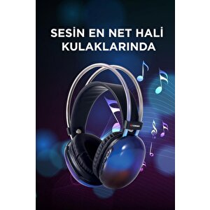 Bluetooth Kulaklık Kulak Üstü Rgb Işıklı Kablosuz Kulaklık Hd-40 Siyah
