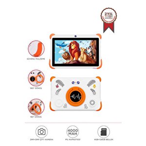 Tablet 4gb 128gb Kılıf Hediyeli Çocuk Tableti T15 Beyaz