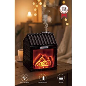 Hava Nemlendiricisi Şömine Efektli Sessiz Ultrasonik 200 Ml H9 Koyu Kahverengi