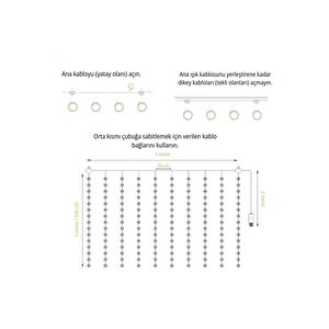 Lw-7 300 Ledli 10 Sarkıt Perde Led Işık, 8 Modlu Uzaktan Kumandalı, 3x3 Metre Peri Telli Led