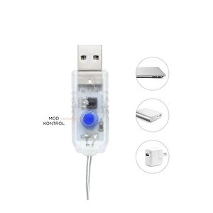 Torima Lw-7 300 Ledli 10 Sarkıt Perde Led Işık, 8 Modlu Uzaktan Kumandalı, 3x3 Metre Peri Telli Led