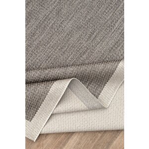 Çerçeveli Bohem Dokunuşlu Doğal Tonlarda Modern Sisal Gri Krem Renk Halı