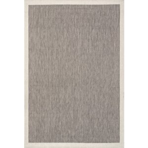 Çerçeveli Bohem Dokunuşlu Doğal Tonlarda Modern Sisal Gri Krem Renk Halı