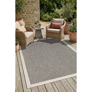 Çerçeveli Bohem Dokunuşlu Doğal Tonlarda Modern Sisal Gri Krem Renk Halı 160x230 cm