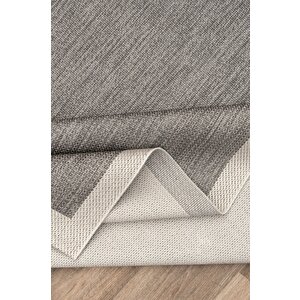 Çerçeveli Bohem Dokunuşlu Doğal Tonlarda Modern Sisal Gri Krem Renk Halı