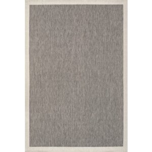 Çerçeveli Bohem Dokunuşlu Doğal Tonlarda Modern Sisal Gri Krem Renk Halı