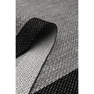 Çerçeveli Bohem Dokunuşlu Doğal Tonlarda Modern Sisal  Siyah Gri Renk Halı 80x200 cm