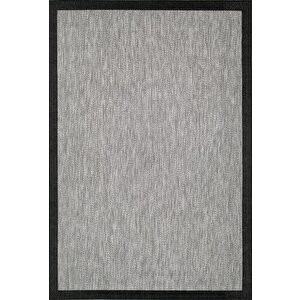 Çerçeveli Bohem Dokunuşlu Doğal Tonlarda Modern Sisal  Siyah Gri Renk Halı