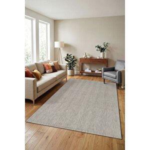 Çerçeveli Bohem Dokunuşlu Doğal Tonlarda Modern Sisal Gri Krem Renk Halı 120x180 cm