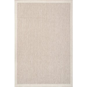 Çerçeveli Bohem Dokunuşlu Doğal Tonlarda Modern Sisal Bej - Krem Renk Halı