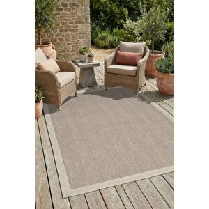 Çerçeveli Bohem Dokunuşlu Doğal Tonlarda Modern Sisal Krem Bej Renk Halı 200x290 cm