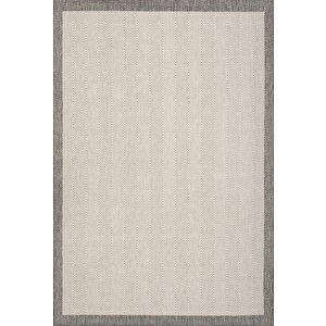 Çerçeveli Bohem Dokunuşlu Doğal Tonlarda Modern Sisal Krem Gri Renk Halı