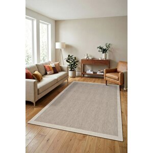 Çerçeveli Bohem Dokunuşlu Doğal Tonlarda Modern Sisal Krem Bej Renk Halı 80x300 cm