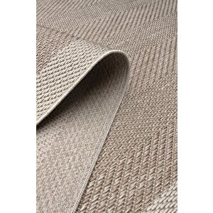 Çerçeveli Bohem Dokunuşlu Doğal Tonlarda Modern Sisal Krem Bej Renk Halı 80x300 cm