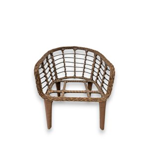 Kartepe 2 1 1 Rattan Bahçe Balkon Takımı,kahve Rattan/krem Kumaş