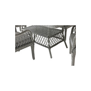 Medya 4 Sandalye Masa(70*120) Bahçe Balkon Mutfak Takımı, Gri(asos3)