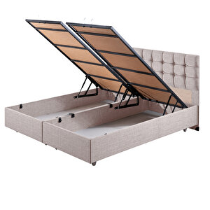 Venedik Çift Kişilik Baza Başlık Letto Yatak Seti Krem