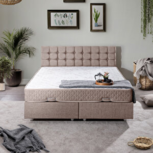 Venedik Çift Kişilik Baza Başlık Letto Yatak Seti Kahve 140x190 cm