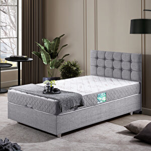 Venedik Tek Kişilik Baza Başlık Comfort Ortopedik Yatak Seti Açık Gri 100x200 cm