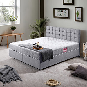 Venedik Çift Kişilik Baza Başlık Ikili Set Açık Gri 180x200 cm