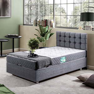 Venedik Tek Kişilik Baza Başlık Ikili Set Gri 90x200 cm