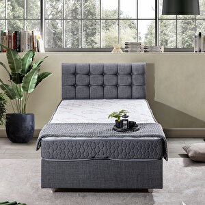 Venedik Tek Kişilik Baza Başlık Ikili Set Gri 90x200 cm