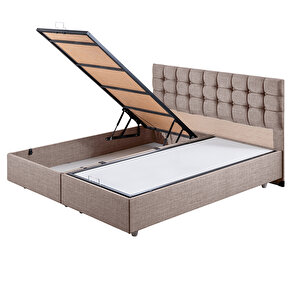 Venedik Çift Kişilik Baza Başlık Letto Yatak Seti Kahve