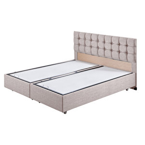 Venedik Çift Kişilik Baza Başlık Letto Yatak Seti Krem 140x190 cm