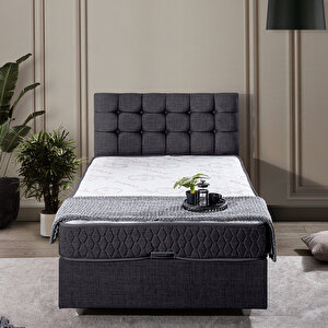 Venedik Tek Kişilik Baza Başlık Comfort Ortopedik Yatak Seti Antrasit 90x200 cm
