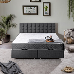 Venedik Çift Kişilik Baza Başlık Letto Yatak Seti Antrasit 180x200 cm