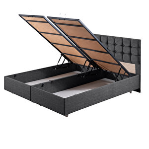 Venedik Çift Kişilik Baza Başlık Letto Yatak Seti Antrasit