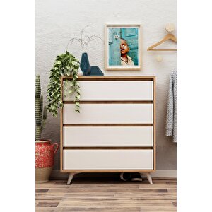 Suvera 4 Çekmeceli Şifonyer Meşe-beyaz Meşe