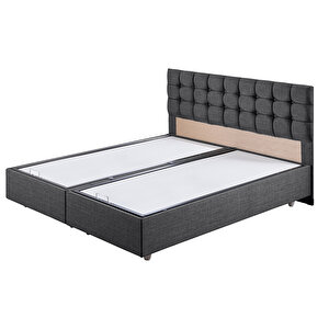 Venedik Çift Kişilik Baza Başlık Letto Yatak Seti Antrasit 160x200 cm