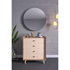 İda 4 Çekmeceli Şifonyer Meşe-vizon Bej Bej