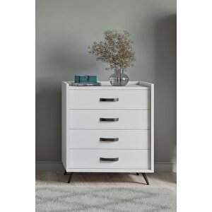 İda 4 Çekmeceli Şifonyer Beyaz Beyaz