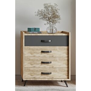 İda 4 Çekmeceli Şifonyer Atlantik Çam-antrasit Antrasit Çam