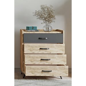 İda 4 Çekmeceli Şifonyer Atlantik Çam-antrasit Antrasit Çam